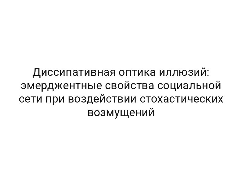 Диссипативная оптика иллюзий: эмерджентные свойства социальной сети при воздействии стохастических возмущений